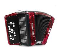 Accordion - 22 keys 8 bass, lightweight piano accordion for beginners, vibrant design for beginners and adults for easy learning (8 Bass, Red)