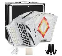 Accordion,31 Keys 12 Bass Accordion, Adult Accordion,Superior Material,Standard Tone, Professional Accordion Comes With Carrying Case, Wiping Cloth, Gloves(white)
