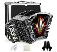 Accordion,31 Keys 12 Bass Accordion, Adult Accordion,Superior Material,Standard Tone, Professional Accordion Comes With Carrying Case, Wiping Cloth, Gloves(Gray)
