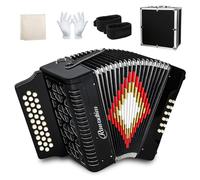 Accordion - 31 Keys, 12 Bass Professional Diatonic, Premium Portable Button Accordion for Adults & Beginners with Thick Protective Case (Black)