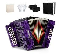 Accordion - 31 Keys, 12 Bass Professional Diatonic, Premium Portable Button Accordion for Adults & Beginners with Thick Protective Case (Purple)