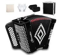 Accordion 34-Key Diatonic 12 Bass Buttons, F/B/E Tuning Push-Pull Heterophonic Design, Premium Professional Beginner Accordion for Stage Performance, Practice, Ensemble Play, Music Training (Black)