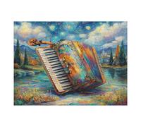 Accordion 500 Pieces Set Classic Jigsaw Puzzle Musical Instrument Music Couple Puzzle Partners Mind Relaxation Wall Decor Easter New Year Creativity & Gift Giving 500 PCS