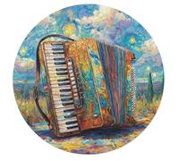 Accordion 68 Piece Circular Jigsaw Puzzle Musical Instrument Music Animal Shape All Ages Suitable Stress Relief Puzzle Educational Learning Through Play Home Decor 68 PCS