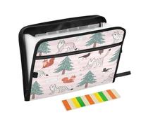 Accordion Document File Folder Expanding 13 Pockets A4 Letter Size with Zipper Closure for Classroom Home Office Travel Animal Winter Colorful para guardar
