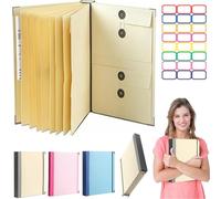 Accordion Document Folder, If I Die Folder German with Pocket Compartments for Passports, Birth Certificates and Important Documents, for Storage in the Office and Home (Khaki)