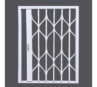 Accordion Door,Hurricane-Resistant White Foldable Aluminum Sliding Windows with Locks, Anti-Theft Security Bars, 24x44 inch Safety Fences for Home & Office Security