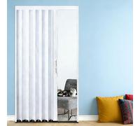 Accordion Door Metal Multifold, Retractable Doorway Sliding Folding Doors Set with Double-Sided Handles & Lock, Easy to Install Divide Door for Closet & Doorway(White,150x220cm/59x87in)