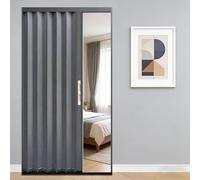 Accordion Door Metal Multifold, Retractable Doorway Sliding Folding Doors Set with Double-Sided Handles & Lock, Easy to Install Divide Door for Closet & Doorway(Gray,120x210cm/47.2x83in)