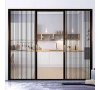 Accordion Door Room Divider 96 inch Tall Double Aluminum Clear Foldable Sliding Doors for Interior Bathroom/Patio Invisible Temporary Gate Laundry Room/Barns Brown Color 68x90in Size