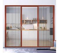 Accordion Door Room Divider 96" Tall Aluminum Clear Double Foldable Sliding Doors for Interior Ideal for Laundry Room Barns Bathroom Patio Invisible Temporary Gate Redwood Color 68x80in