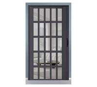 Accordion Door with Lock Sliding Track Barn Door Indoor/Outdoor Mount Easy Install Accordion Door with Lock Frosted Sliding for Closet and Laundry Room, No Drill(WxH 39x80in (99x203cm))