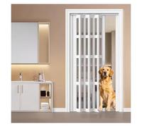 Accordion Doors Interior, PVC Folding Door Room Divider with Frosted Acrylic Panel, Puertas Corredizas para with Installation Hardware and Without Drilling(68x85in(173x216cm))
