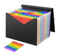 Accordion Expanding File Organiser,File Wallet with Colour Labels,13 Pockets Portable Filing Box Desktop Colored Folders Paper Document Paperwork Receipt Organisers A4 and Letter Size