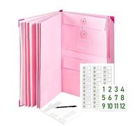 Accordion File OrganiserManila Document Folder, in Case I Die Documents, Expanding Accordion File Folder, 13x11'' Document Organizer with Labels - for Passports, Birth Certificates & Important Papers