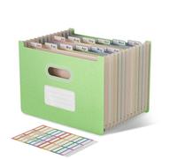 Accordion File Organizer, 12 Pockets Wheat Straw Expanding File Folders, Upright & Open Top, Monthly Bill Receipt Organizer, 100% BPA Free, Return to Nature, Healthy Living, Letter/A4 Size-Mint Green