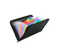 Accordion File Organizer 13 Pocket Receipt Coupon Organiser Receipt Wallet Small Expandable File Folder Small Accordion Folder Zippered(Black Rainbow)