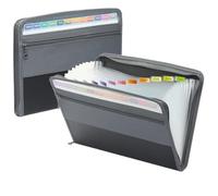 Accordion File Organizer 2 PCS Accordion File Organizer with Zipper, 13 Pocket Expanding Folder with Front Pencil Pouch, School Office Supplies for Files(Grey)