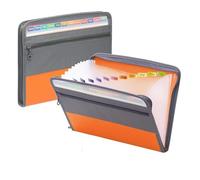 Accordion File Organizer with Safe Zipper13 Pocket Expanding Folder with Front Pencil Pouch School Office Supplies for Paperwork(Orange)