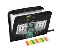 Accordion Folder 13 Pockets A4 Letter Size Plastic Folders with Zipper Closure for Nurse Office Document Organizer The Statue of Liberty Bitcoin