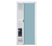 Accordion Folding Door 195CM - Honeycomb Multifold Cardboard Door with White Aluminum Frame for Bedroom Bathroom Kitchen Partition (Blue WxH 160cm x 195cm)