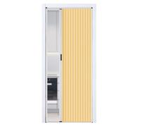 Accordion Folding Door 195CM Long | Honeycomb Cardboard Internal Door with White Aluminum Frame | Temporary Multifold Partition for Bedrooms Bathrooms Kitchens (Yellow 150cm x 195cm)