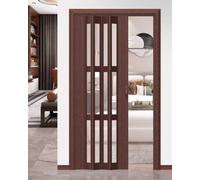 Accordion Folding Door, Concertina PVCinternal Folding Door Room Divider(Brown,79x80in (200.5x203cm))