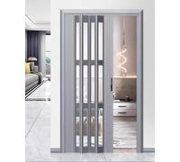 Accordion Folding Door, Folding Accordion PVC Sliding Door Bedroom Hallway(Grey,79x80in (200.5x203cm))