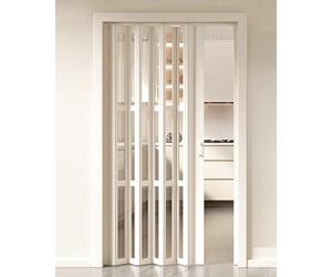 Accordion Folding Door - Multifold Interior Closet Door with Wood Grain Design and Retractable Screen Panel