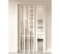 Accordion Folding Door - Multifold Wood Grain Design for Closets and Doorways, Retractable Screen Panel with Handle