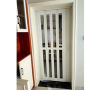 Accordion Folding Door with Acrylic Glass 80-48 Inch Wide Aluminum Multifold Door for Kitchen & Doorway Includes Installation Hardware