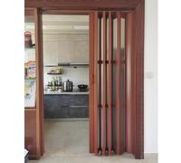 Accordion Folding Doors - PVC Sliding Accordion Door with Frosted Acrylic Glass Oak Effect Interior Design Space-Saving Solution 91x203cm (36x80in)