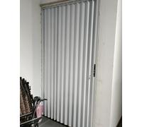Accordion Folding Screen Door, Lockable Aluminum Room Divider & Pantry Sliding Door with Hardware, Foldable Gate for Garage and Interior Use (57x80 in)