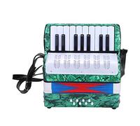 Accordion Kids, Educational Musical Instrument, 17 Key, 8 Bass, Green Accordion Musical Instrument for Beginners Musical Instrument with Adjustable Strap and Manual