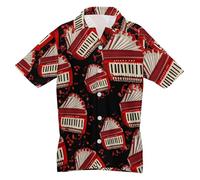 Accordion Player Folk Music Men's Hawaiian Shirt Short Sleeve Button Down Beach Shirts Casual T-Shirts S