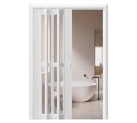 Accordion Screen Door, Metal Folding Door for Bathroom and Front Entry, Multifold Magnetic Gate, Fits Various Door Sizes
