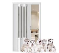 Accordion Sliding Door - 202cm Tall PVC Concertina Doors with Hardware Kit for Interior Laundry Room or Room Divider, Foldable Design with Acrylic Panel