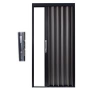 Accordion Sliding Door Lock with Aluminum Frame for Kitchen Shower Bathroom - Adjustable Sizes 24-70 Inch Stylish Black Finish Secure Concertina Design