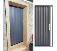 Accordion Style Sliding Door - Locking Metal Folding Screen Gate for Interior and Exterior, Foldable Magnetic Doorway Partition for Basements and Homes