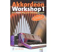Accordion Workshop Volume 1 with CD - Accordion School by Martina Schumeckers (with well-known melodies to learn accordion) - Educational material with colourful heart-shaped music clip.