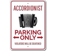 Accordionist Parking Sign Accordionist Gift Accordion Decor Funny Vintage Metal Sign 8x12 inches