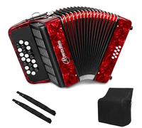 Accordions 22 Key 8 Bass Beginner Button Accordion Portable Straps (Red)