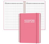 Accounting Ledger Book - A5 Ledger Book for Bookkeeping, Small Businesses & Personal Use, Expense Tracker Notebook for Tracking Money, Expenses, Deposits & Balance, 5.8" x 8.4", Pink