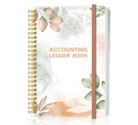 Accounting Ledger Book - A5 Ledger Book for Bookkeeping, Small Businesses & Personal Use, Expense Tracker Notebook for Tracking Money, Expenses, Deposits & Balance, 5.8" x 8.4", Rose Leaf