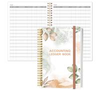 Accounting Ledger Book - A5 Ledger Book for Bookkeeping, Small Businesses & Personal Use, Expense Tracker Notebook for Tracking Money, Expenses, Deposits & Balance, 5.8" x 8.4", Rose Leaf