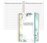 Accounting Ledger Book - A5 Ledger Book for Bookkeeping, Small Businesses & Personal Use, Expense Tracker Notebook for Tracking Money, Expenses, Deposits & Balance, 5.8" x 8.4", Teal Floral