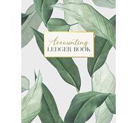 Accounting Ledger Book: Tropical Leaves Cover Simple Accounting Ledger for Bookkeeping, 6 Column Account Record Journal / Notebook, Financial Accounting for Women - Size 8.5" x 11"