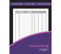 Accounting Ledger: Simple 6 column General Ledger, Debit & Credit Record Book, Basic Ledger For Small/Medium Businesses
