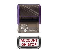Accounts Self Inking Rubber Stamp Red Ink - Imprint 12 48mm x 18mm - Account ON Stop