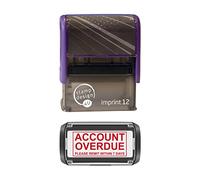 Accounts Self Inking Rubber Stamp Red Ink - Imprint 12 48mm x 18mm - Account OVERDUE 7 Days REMIT with Border